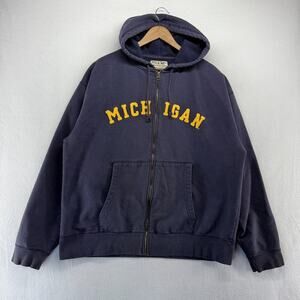 Vintage Michigan Wolverines Hoodie Men's XL Full Zip Faded Spellout Y2k 2000s